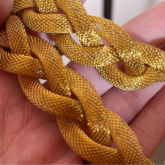 Vintage 80 90 Retro Thick Wide Mobwife Maximalism Gold Chocker Necklace - Picture 14 of 15